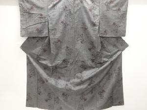 色紙に花唐草模様織出し手織り紬着物